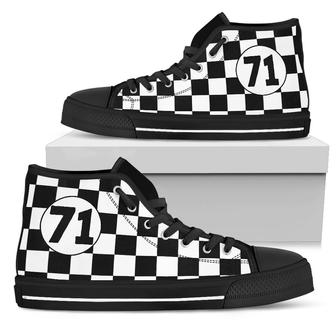 Racing Checkered Flag High Top Shoes - Monsterry CA