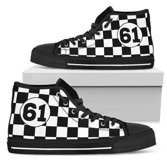 Racing Checkered Flag High Top Shoes - Monsterry