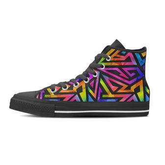 Rainbow Geometric Abstract Men's High Top Shoes - Monsterry UK