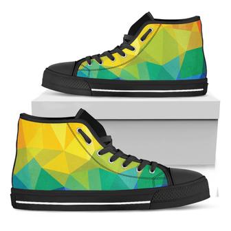 Rainbow Polygonal Geometric Print Black High Top Shoes - Monsterry UK