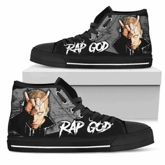 Rap God Shoes Eminem High Top Sneakers Music Fan High Top Shoes - Monsterry