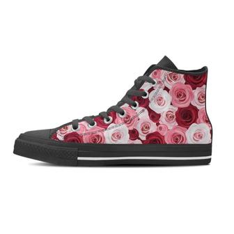 Red And Pink Rose Floral Men's High Top Shoes - Monsterry UK