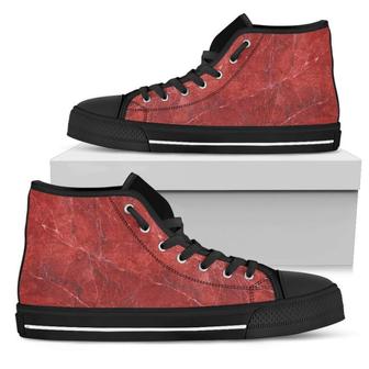 Red Marble Print Men's High Top Shoes - Monsterry CA