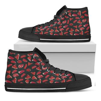 Red Meat Pattern Print Black High Top Shoes - Monsterry AU