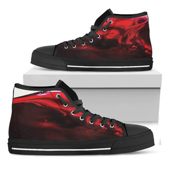Red Wine Print Black High Top Shoes - Monsterry