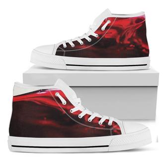 Red Wine Print White High Top Shoes - Monsterry