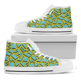 Retro Funky Pattern Print White High Top Shoes - Monsterry