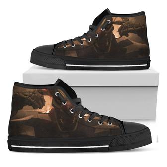 Scary Clown Print Black High Top Shoes - Monsterry