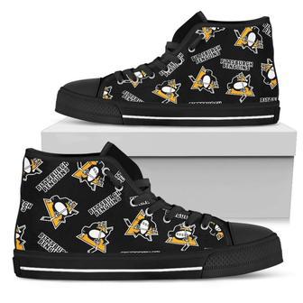 Script Logo Pattern Pittsburgh Penguins High Top Shoes | Favorety UK