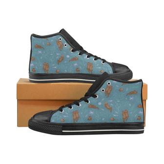 Sea otters pattern Men's High Top Shoes Black - Monsterry