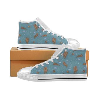 Sea otters pattern Women's High Top Shoes White - Monsterry CA