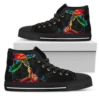 Sea Turtle Couple High Top Shoes - Monsterry