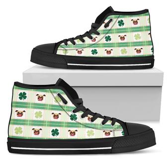 Shamrock With Pug High Top Shoes - Monsterry