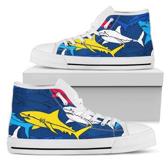 Shark Color Pattern Men High Top Shoes - Monsterry
