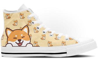 Shiba Inu Doodle High Tops Canvas Shoes - Monsterry CA
