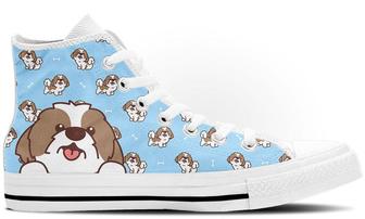 Shih Tzu Doodle High Tops Canvas Shoes - Monsterry