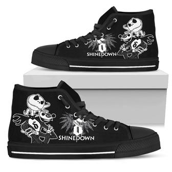 Shinedown Sneakers Jack Skellington High Top Shoes Rock Band High Top Shoes - Monsterry