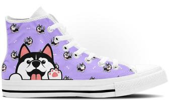 Siberian Husky Doodle High Tops Canvas Shoes - Monsterry UK