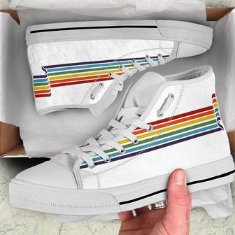 Simple Rainbow High Top Shoes - Monsterry AU