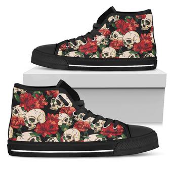 Skull Gift Floral Skull High Top Shoes - Monsterry UK