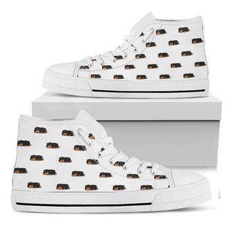 Sleeping Rottweiler Pattern Print White High Top Shoes - Monsterry UK