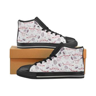 Sloth Leaves Pattern Men's High Top Shoes Black - Monsterry