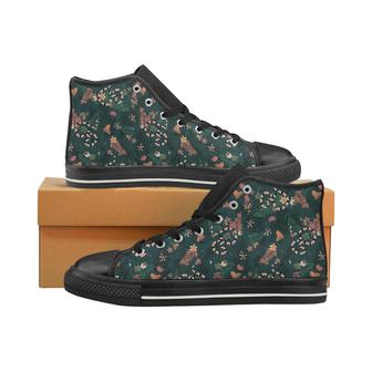 Snake forest pattern Men's High Top Shoes Black - Monsterry