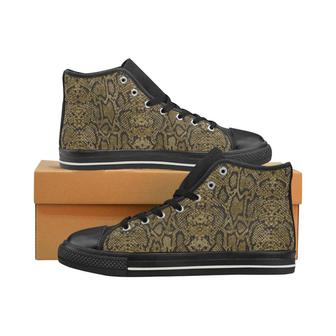 Snake skin pattern Women's High Top Shoes Black - Monsterry AU