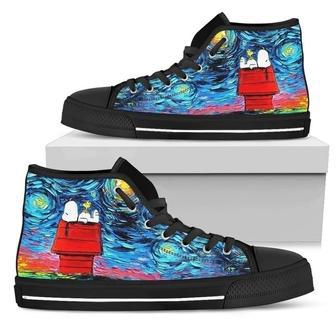 Snoopy Sleeping Starry Night Sneakers High Top Shoes High Top Shoes | Favorety UK