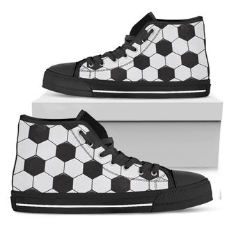 Soccer Ball Texture Print Black High Top Shoes - Monsterry