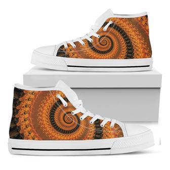 Spiral Fractal Print White High Top Shoes - Monsterry AU