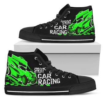 Sprint Car Racing High Top Shoes Green - Monsterry AU