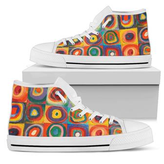 Squares with Concentric Circles by Kandinsky High Top Shoes - Monsterry UK