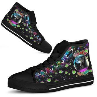 Stay Out Of My Bubble Black Cat High Top Shoes - Monsterry AU