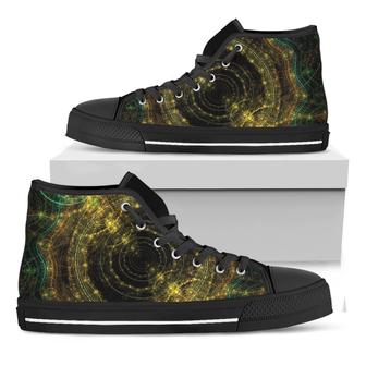 Steampunk Fractal Print Black High Top Shoes - Monsterry