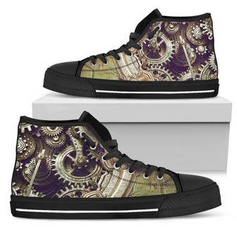 Steampunk Gear High Top Shoes - Monsterry