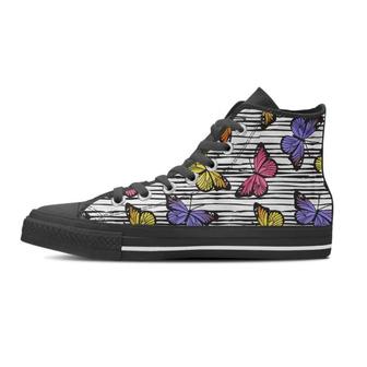 Striped Butterfly Print Men's High Top Shoes - Monsterry