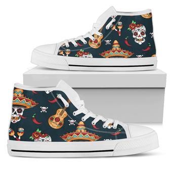 Sugar Skull Mexican Men High Top Shoes - Monsterry UK