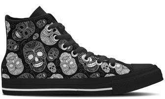 Sugar Skulls Black High Top Canvas Shoes - Monsterry UK