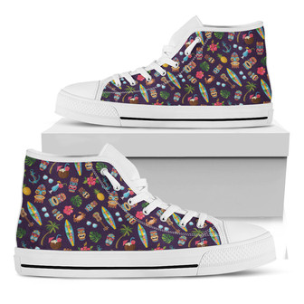 Summer Totem Pattern Print White High Top Shoes - Monsterry