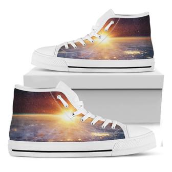Sunrise Earth Print White High Top Shoes - Monsterry UK