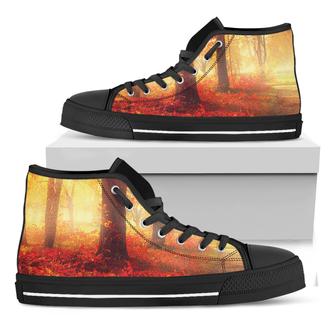 Sunshine Autumn Tree Print Black High Top Shoes - Monsterry DE