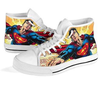 Superman Sneakers Comic High Top Shoes Fan High Top Shoes | Favorety AU