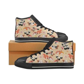 Sushi Pattern Women's High Top Shoes Black - Monsterry UK