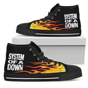 System Of A Down High Top Shoes Flame Sneakers For Music Fan High Top Shoes | Favorety CA