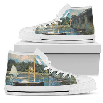The Bridge at Argenteuil by Monet High Top Shoes - Monsterry UK