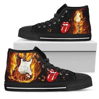 The Rolling Stones Sneakers Fire Guitar High Top Shoes Idea High Top Shoes | Favorety AU