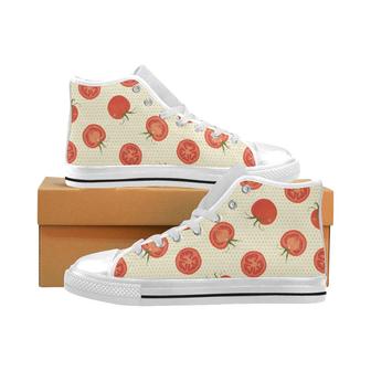 Tomato dot background Men's High Top Shoes White - Monsterry