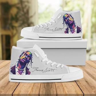 Travis Scott Music Rapper Custom High Top Signature Hip Hop Music Custom Gift Shoes White High Top | Favorety DE