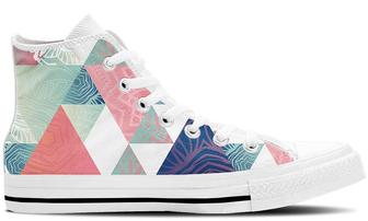 Triangles White High Top Canvas Shoes - Monsterry UK